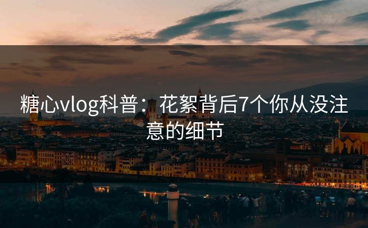 糖心vlog科普：花絮背后7个你从没注意的细节