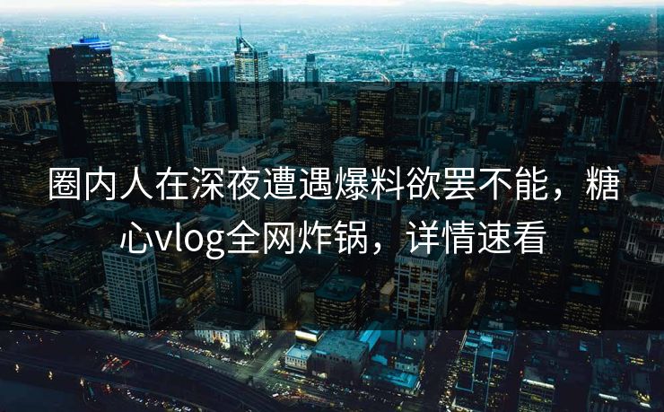 圈内人在深夜遭遇爆料欲罢不能，糖心vlog全网炸锅，详情速看