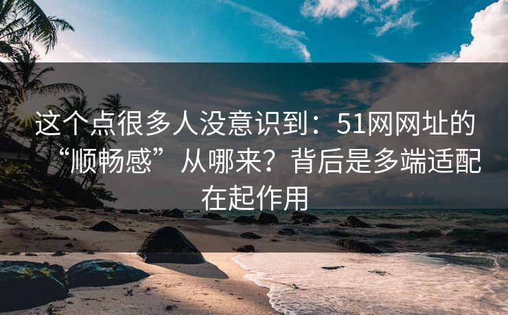 这个点很多人没意识到：51网网址的“顺畅感”从哪来？背后是多端适配在起作用